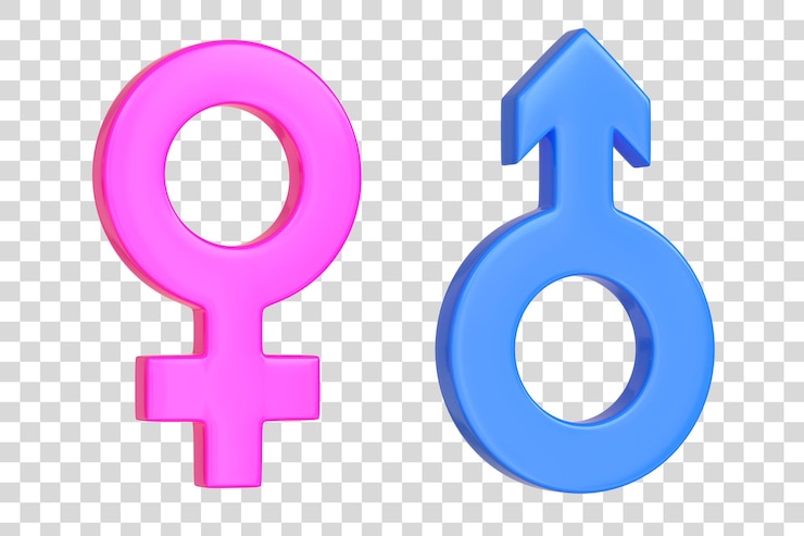 PSD símbolos masculinos e femininos isolados em fundo branco símbolos sexuais sinal de vênus e marte renderização 3d