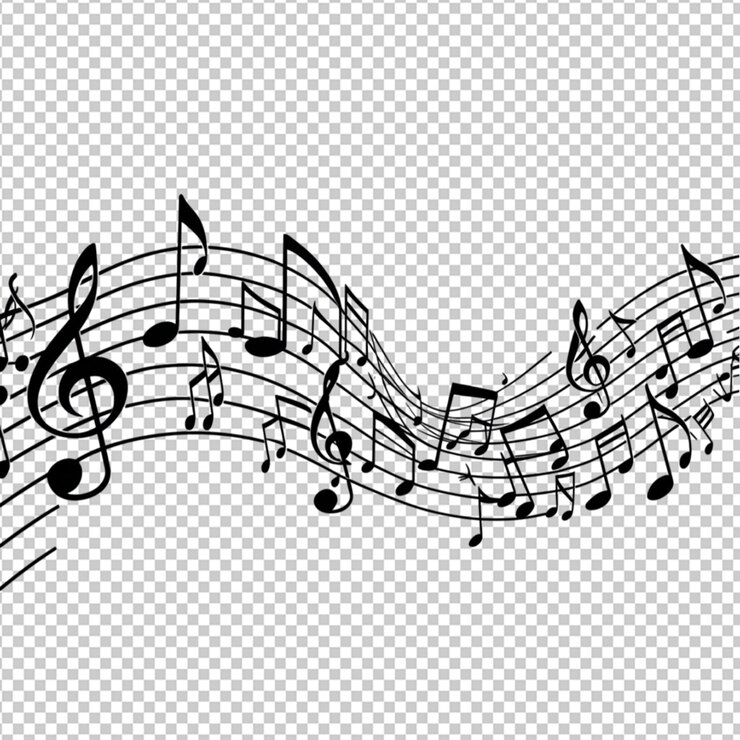 PSD símbolos musicais isolados em fundo transparente