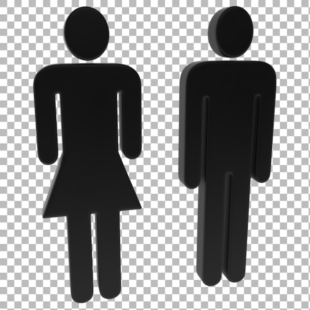 Símbolos pretos de desenho animado de um homem e uma mulher normalmente usados para indicar banheiros Os números são simples e facilmente reconhecíveis