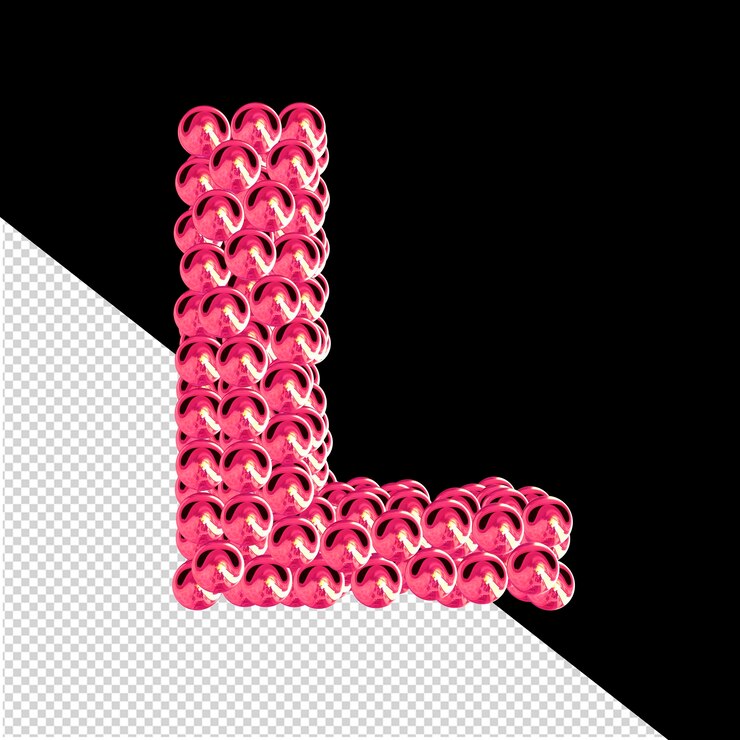 PSD símbolos rosados de las esferas 3d letra l
