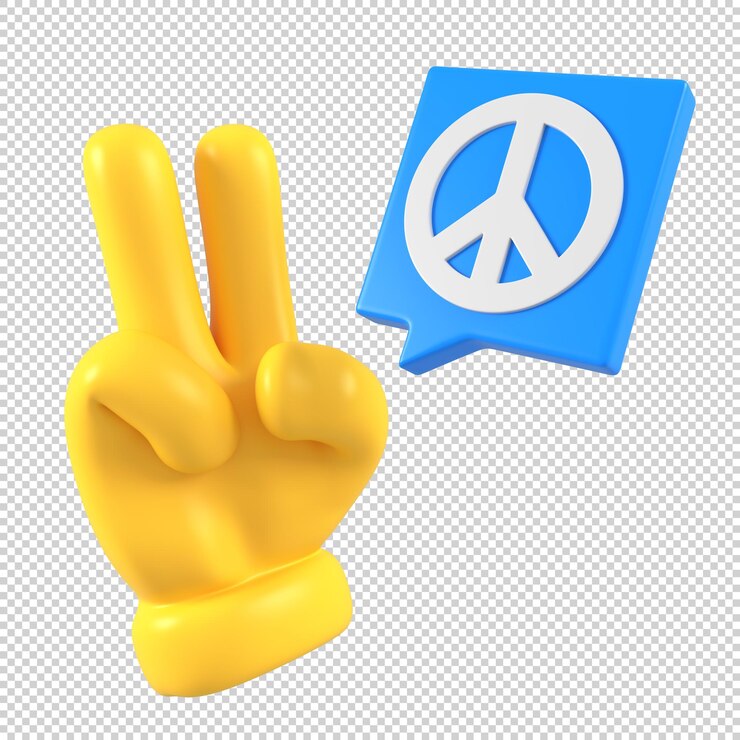 PSD símbolos ucranianos gesto concepto de paz amarillo y azul 3d render