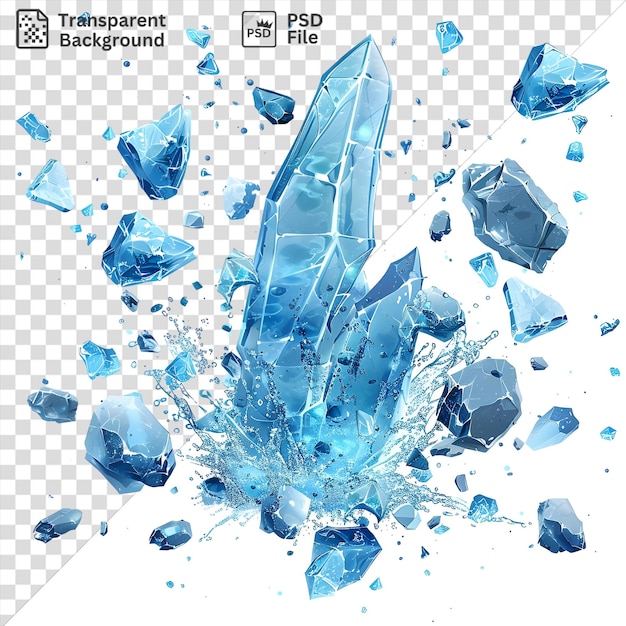 PSD símbolos de vector de salpicaduras cristales de hielo psd cristales azules afilados en un fondo aislado