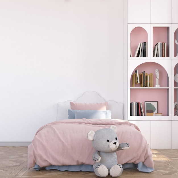 simpatica cameretta per bambini con mockup a parete