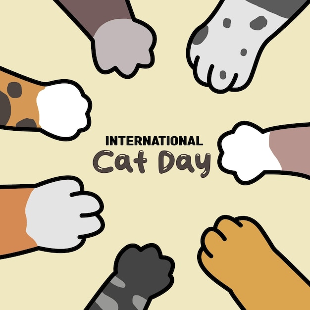 simpatica mano di gatto per la giornata internazionale del gatto