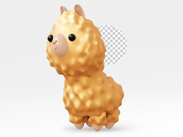 Simpatico animale lama. illustrazione 3D alpaca.