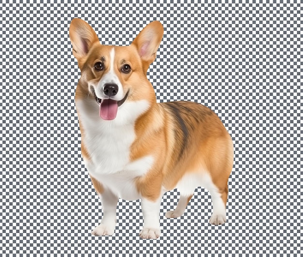 Simpatico cane Pembroke Welsh Corgi isolato su uno sfondo trasparente