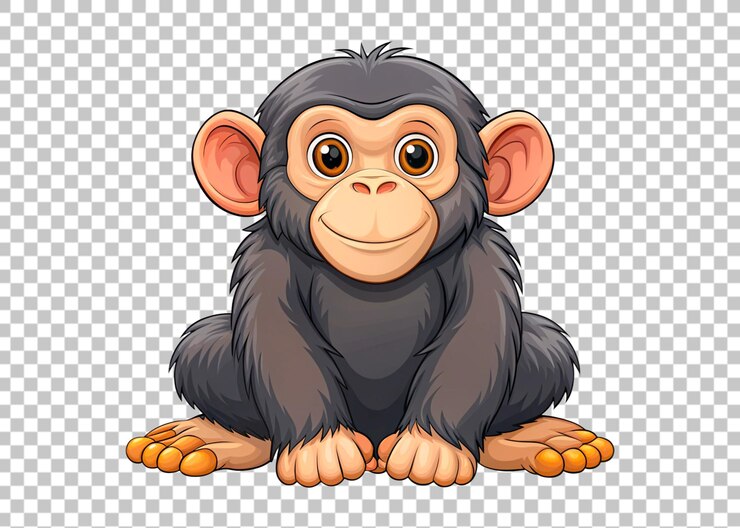 PSD un simpático chimpancé en un fondo transparente