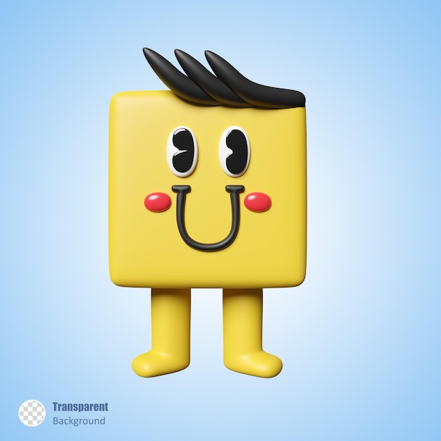 simpatico mostro quadrato nel design di rendering 3d