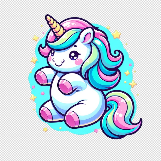 PSD los simpáticos unicornios coloridos con ilustraciones de estrellas