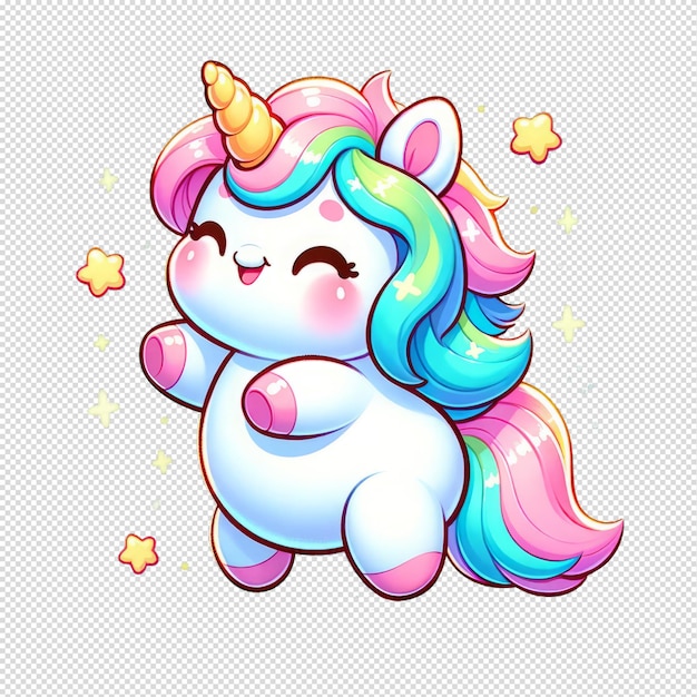 PSD los simpáticos unicornios coloridos con ilustraciones de estrellas