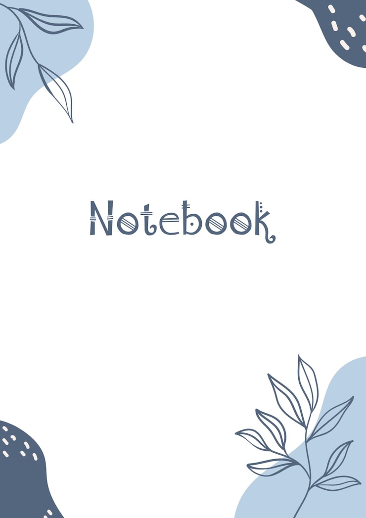 PSD simple blue aesthetic floral notebook copertina pagina a4
