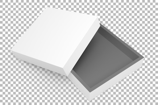 Une simple boîte blanche ouverte avec un intérieur gris adapté à l'emballage ou à la remise de cadeaux