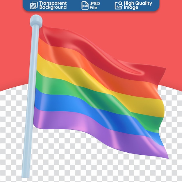 PSD simple cartoon 3d render una ilustración de la bandera arco iris lgbt y el orgullo gay