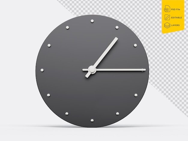 simple clock 115 one fifteen o39clock quarter past one modern minimal clock 3d illustration