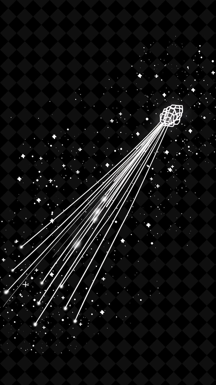 PSD simple comet 8 bit pixel con cola y núcleo y forma geométrica y2k colecciones de arte de color de neón