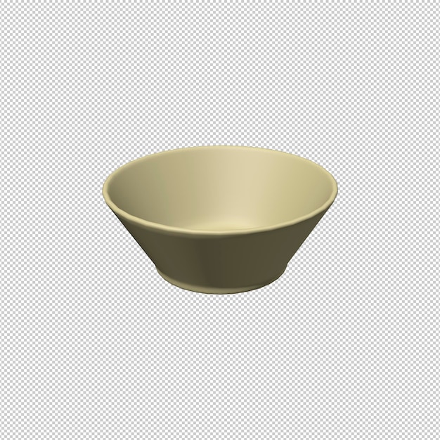 Un simple cuenco de cerámica beige contra un fondo transparente