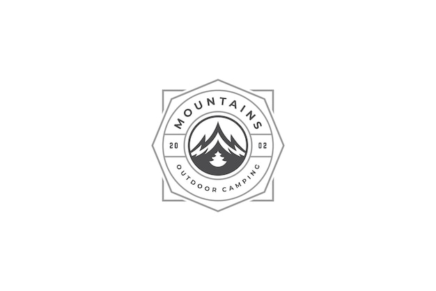 simple element of retro badge with mountains