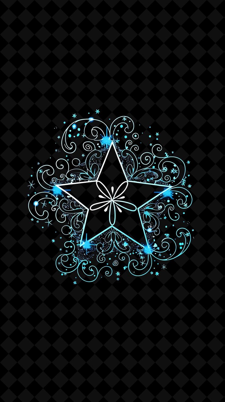 PSD simple estrella 16 bits píxel con remolinos y chispas y polka y2k forma neón colecciones de arte de color