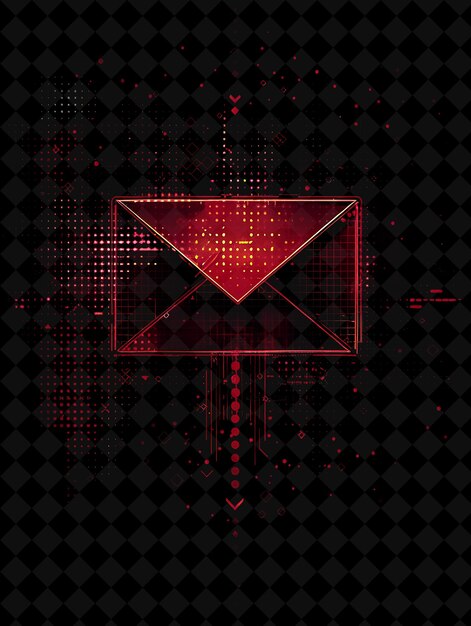 Simple gigante rojo 16 bits píxel con sobre y núcleo y Geo Y2K forma Neon colecciones de arte de color