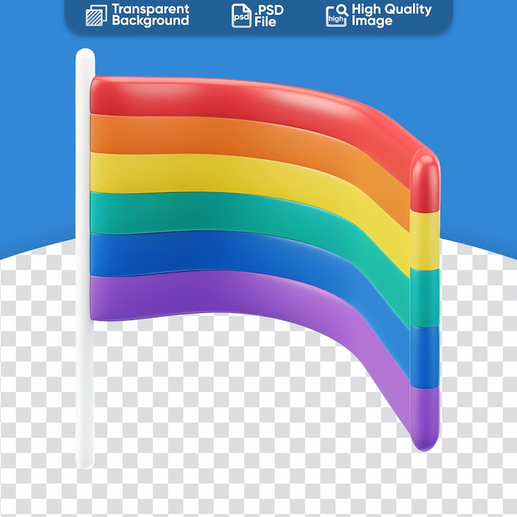 PSD una simple ilustración de renderización de dibujos animados en 3d de la bandera arcoíris lgbt y el orgullo gay