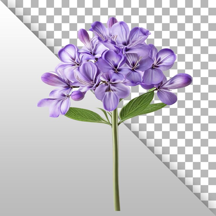 PSD simple linda pequeña flor de lila en miniatura aislada en un fondo transparente