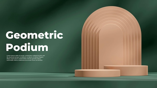 Simple minimal arch background 3d rendering scene of product podium in landscape with pastel color