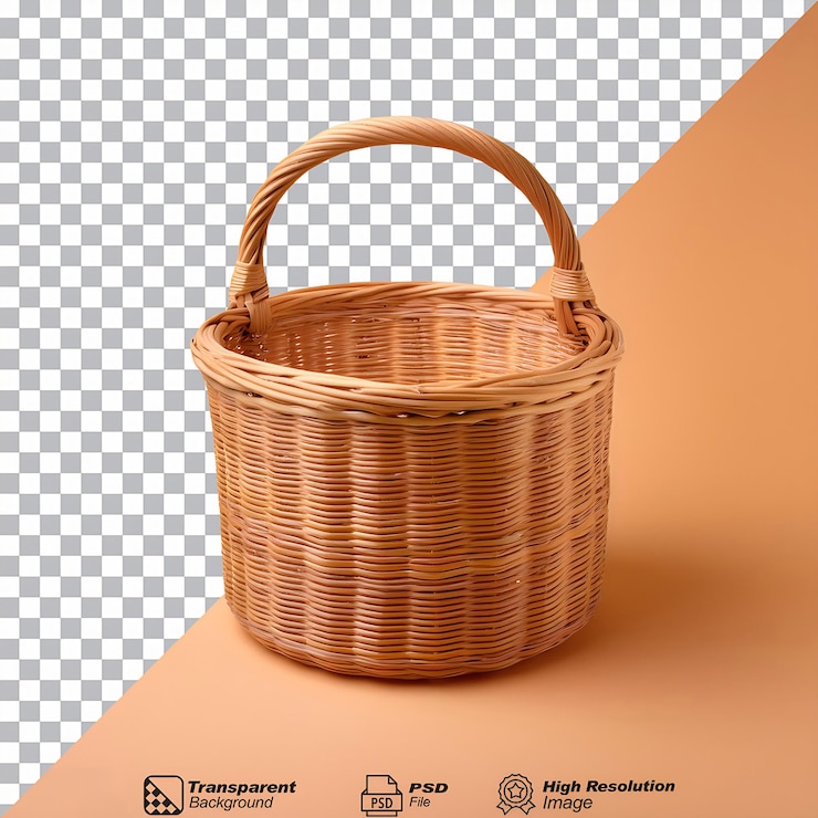 PSD una simple pero elegante canasta de mimbre con un mango robusto aislado