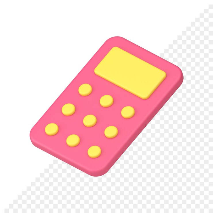 PSD simple pink calculator with yellow display 3d icon illustration