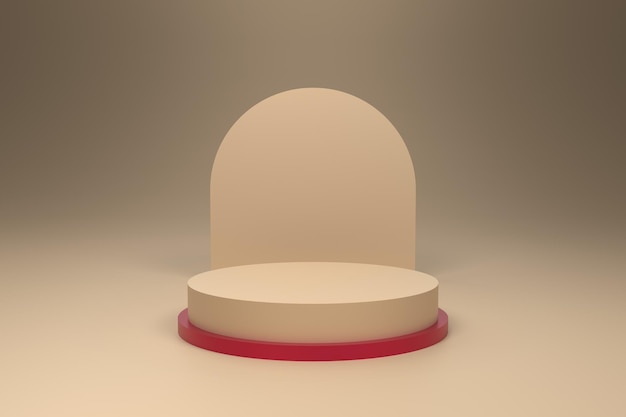 Simple product podium, design for product display stand, 3D rendering. Viva magenta and beige, color