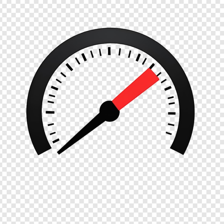 PSD simple speedometer icon isolated on a transparent background