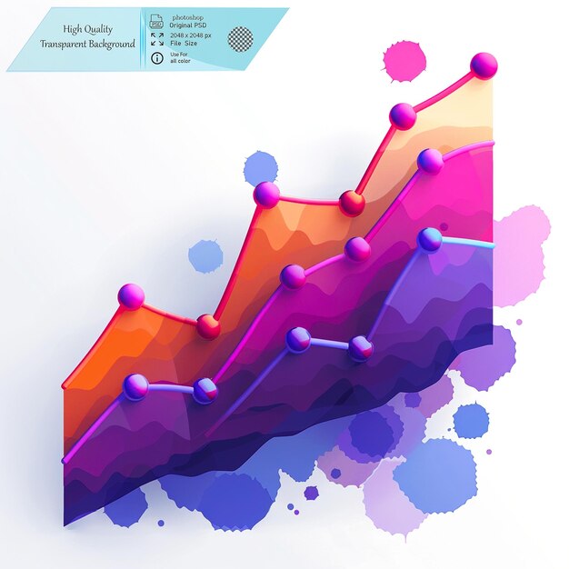 Simple vector icon of a graph going up in the style of minimalism on transparent background