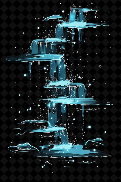 Simple waterfall 16 bit pixel com cascadas e spray e ge y2k shape neon coleções de arte de cor