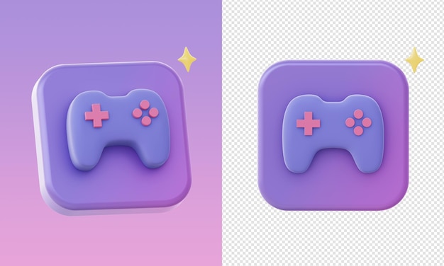 PSD simples ícones de joystick de controlador de jogo roxo 3d para ui ux web aplicativos móveis designs de anúncios de mídia social