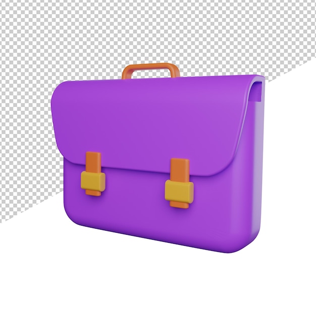 Simplesmente bolsa de escritório vista lateral ícone de ilustração de renderização 3d png ou fundo transparente