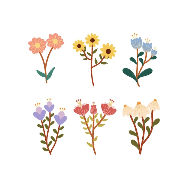 Simpli fiori disegnati a mano