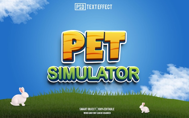 Simulador de mascotas fuente de efecto de texto tipografía editable texto 3D