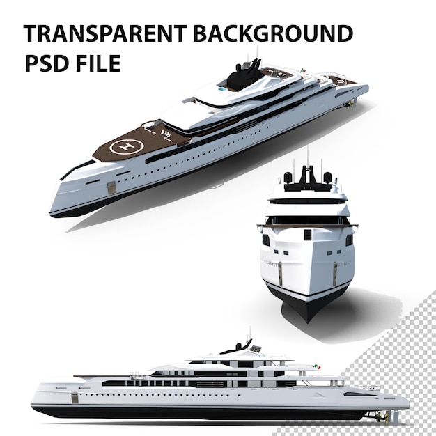 PSD simulation dynamique de yacht de luxe png