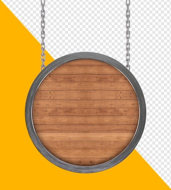 PSD sinal circular de madeira com borda de metal com correntes