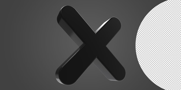 Sinal cruzado 3d cor preta em um fundo transparente PNG