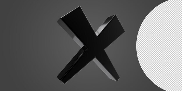Sinal cruzado 3d cor preta em um fundo transparente PNG