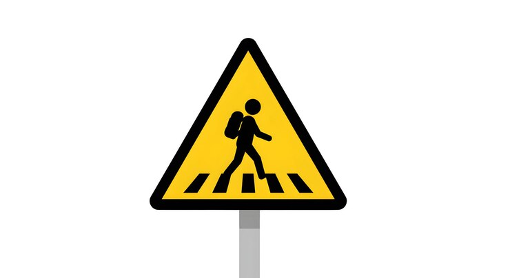 PSD sinal de advertência de passagem de pedestres