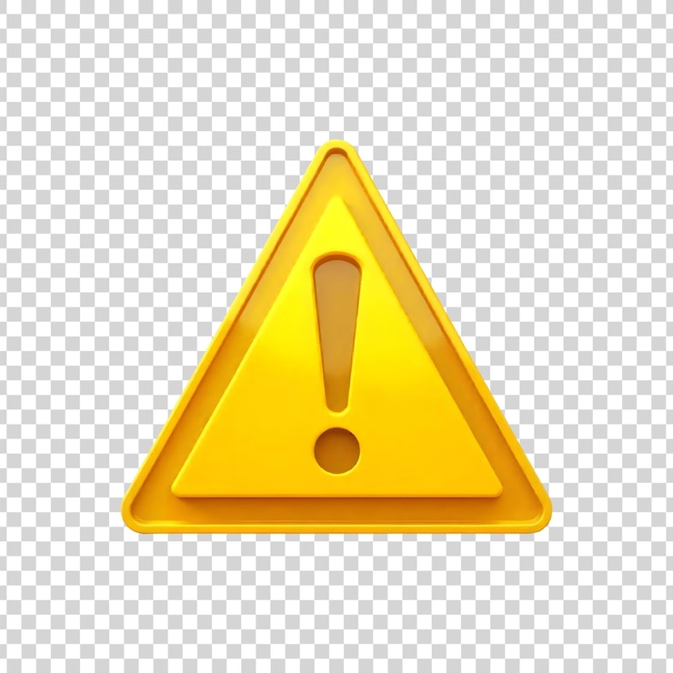 PSD sinal de alerta de triângulo amarelo 3d renderização de cor ícone mudável em fundo transparente