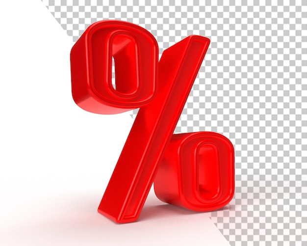 Sinal de desconto de venda 3d de ícone vermelho percentual