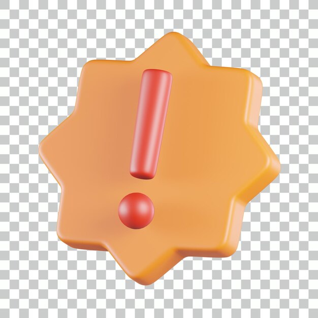 Sinal de Exclamação de Aviso de Estrela Octogonal Quadrada ícone 3D