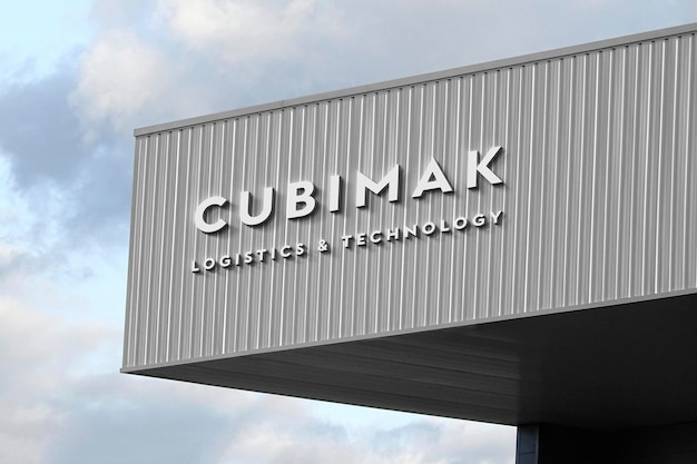 Sinal de maquete de logotipo cinza edifício industrial