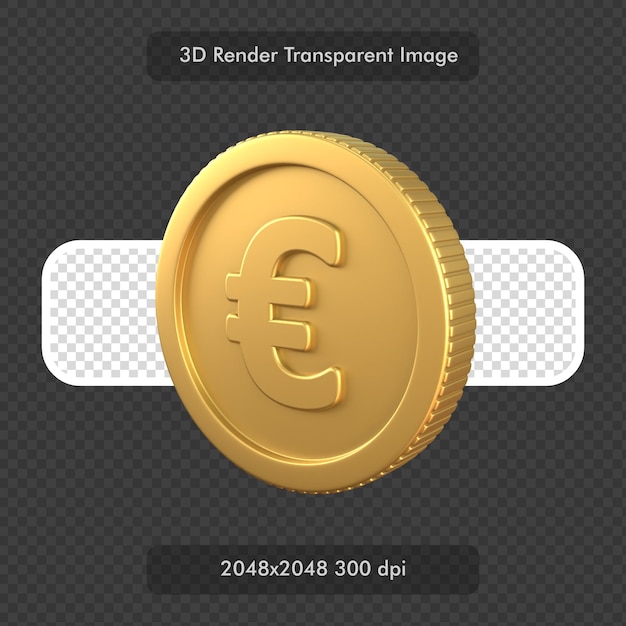 Sinal de moeda do euro na ilustração de renderização 3d isolada de moeda dourada