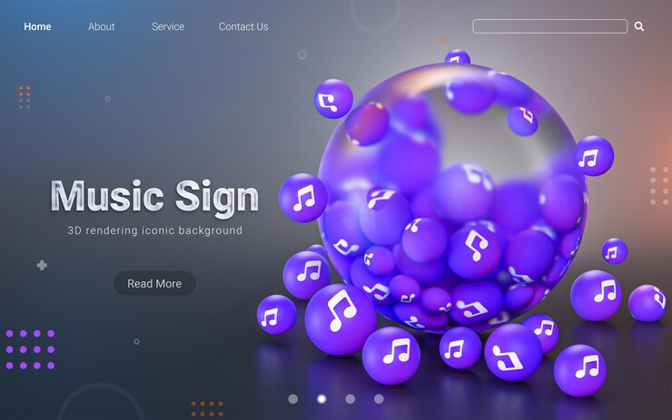 PSD sinal de música de fundo icônico de bolha de vidro abstrato para modelo de cartaz de banner social renderização em 3d