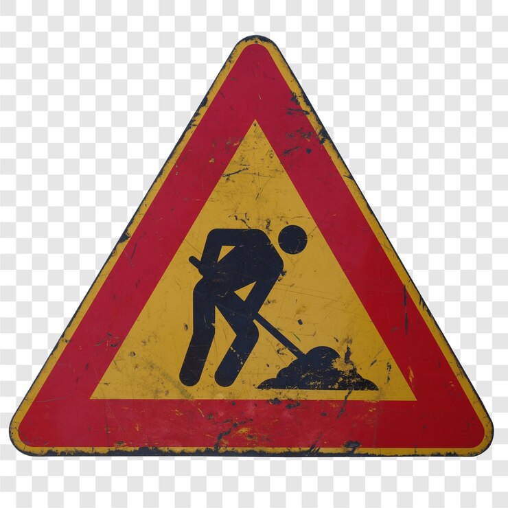 PSD sinal de obras rodoviárias transparente