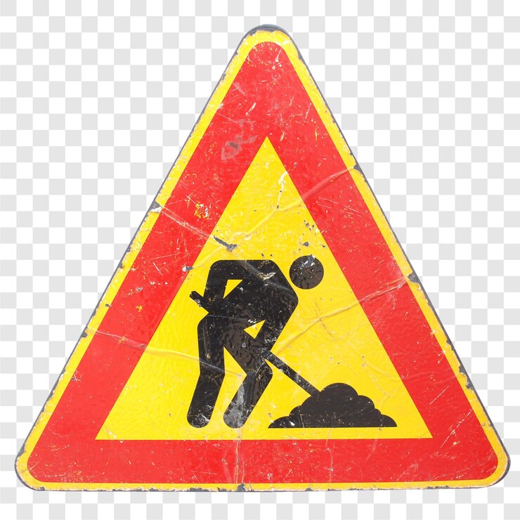 PSD sinal de obras rodoviárias transparente