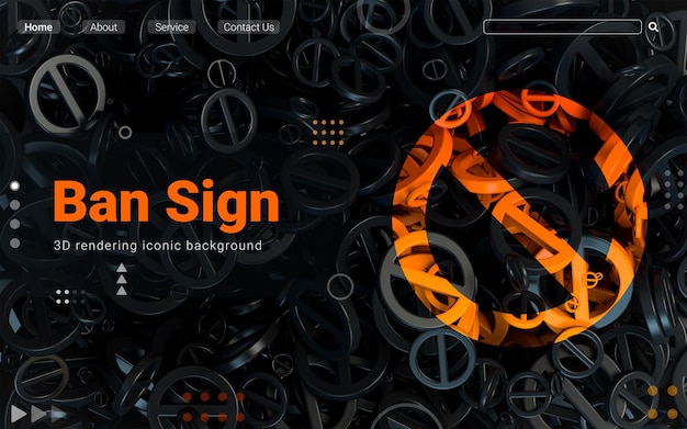 Sinal de proibição de fundo icônico de forma abstrata escura para web e banner social Anúncio renderização em 3D